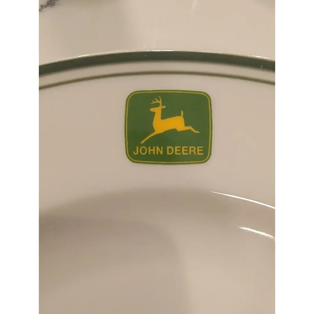 John Deere Ceramic Plates Set of 2 Gibson Tractor Dinner Salad Plate Bowl Bundle
